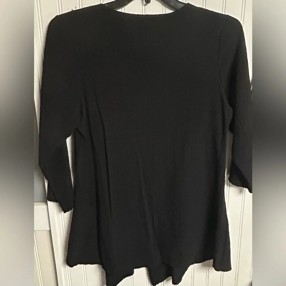 Yushi Asymmetric Crinkle Tunic Top Sz XL Lagenlook Artsy Textured Flowy Buttons - Picture 4 of 4